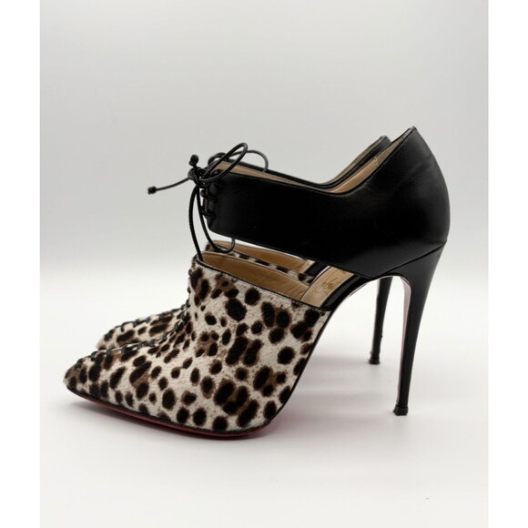Christian Louboutin Leopard Print Calf Hair Corsita Booties 100mm Sz EU 36.5 - Picture 2 of 14